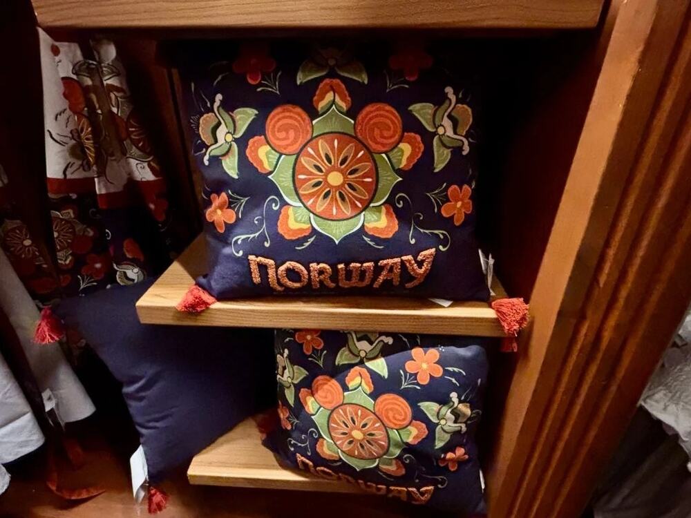 Disney Parks Epcot World Showcase Norway Rosemaling Mickey Head Throw Pillow NWT